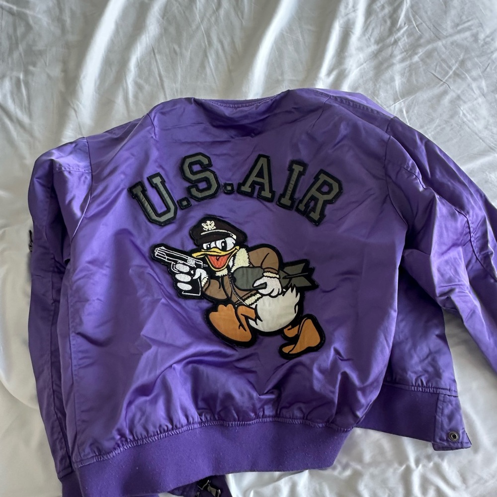 Purple vintage Jacket with Cartoon Design